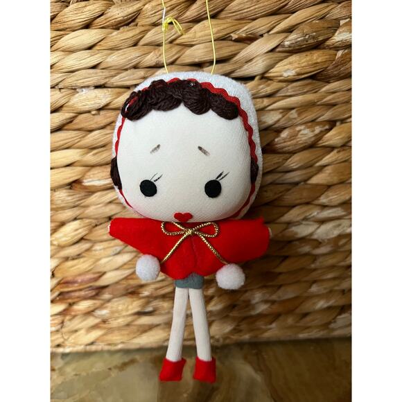 Vtg Girl in Red Cloak made in Japan Ornament - Picture 1 of 5